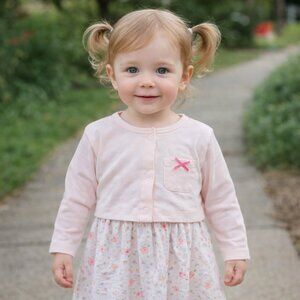 HB Baby Girl Snap Crop Bow Pocket Snap Cardigan Pink Size 2T Cotton